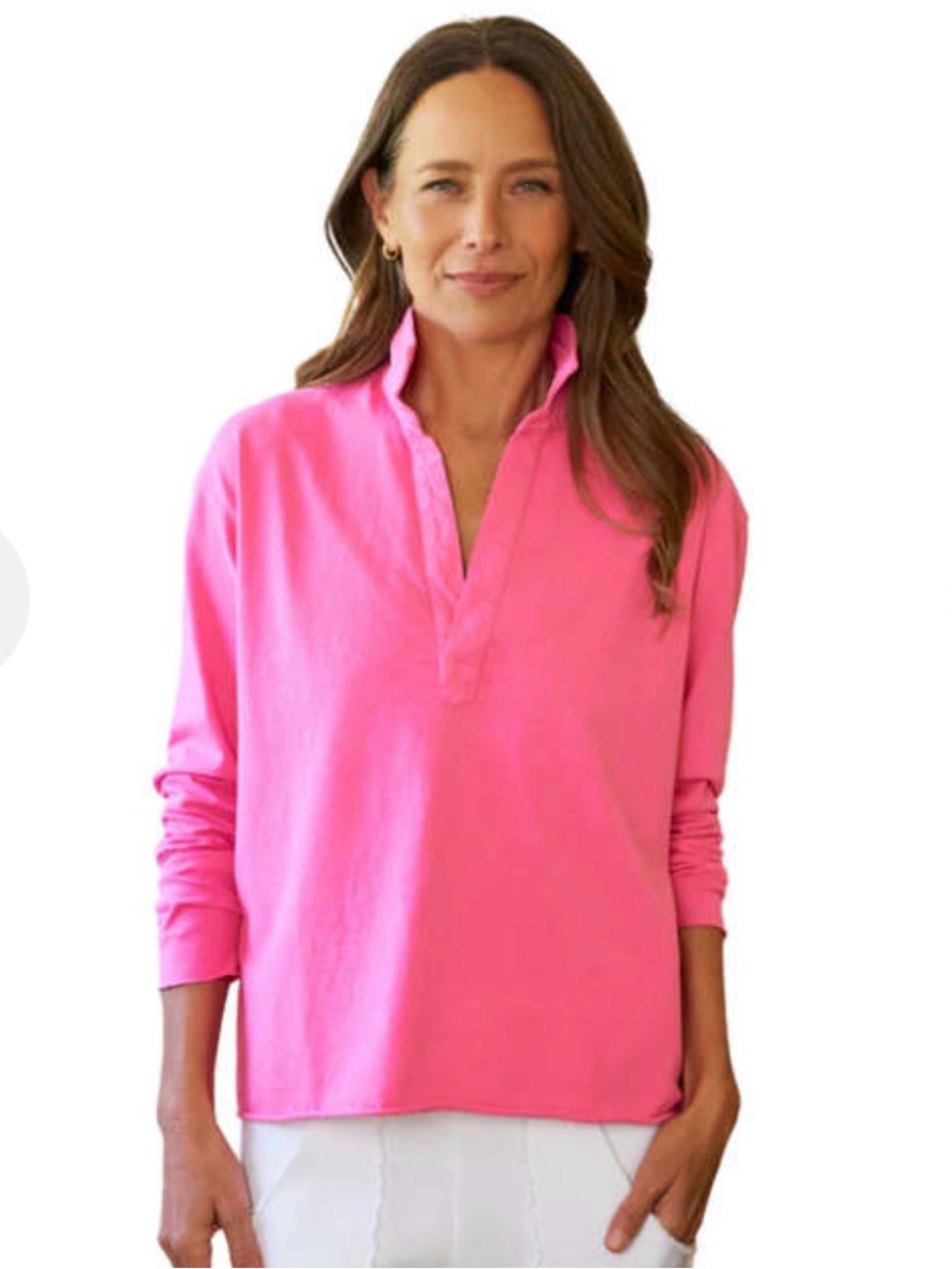 New FRANK & EILEEN PATRICK POPOVER HENLEY TOP pink XS (damage)